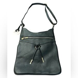 St. Sorrento Vintage Black Crossbody / Shoulder Handbag with Gold Accents EUC